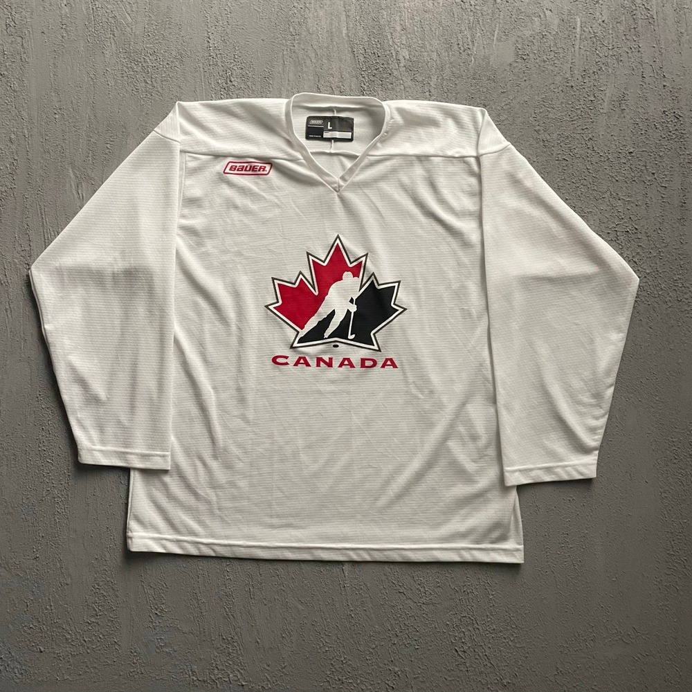 Vintage Bauer Team Canada Hockey Jersey Mens Large White Y2K